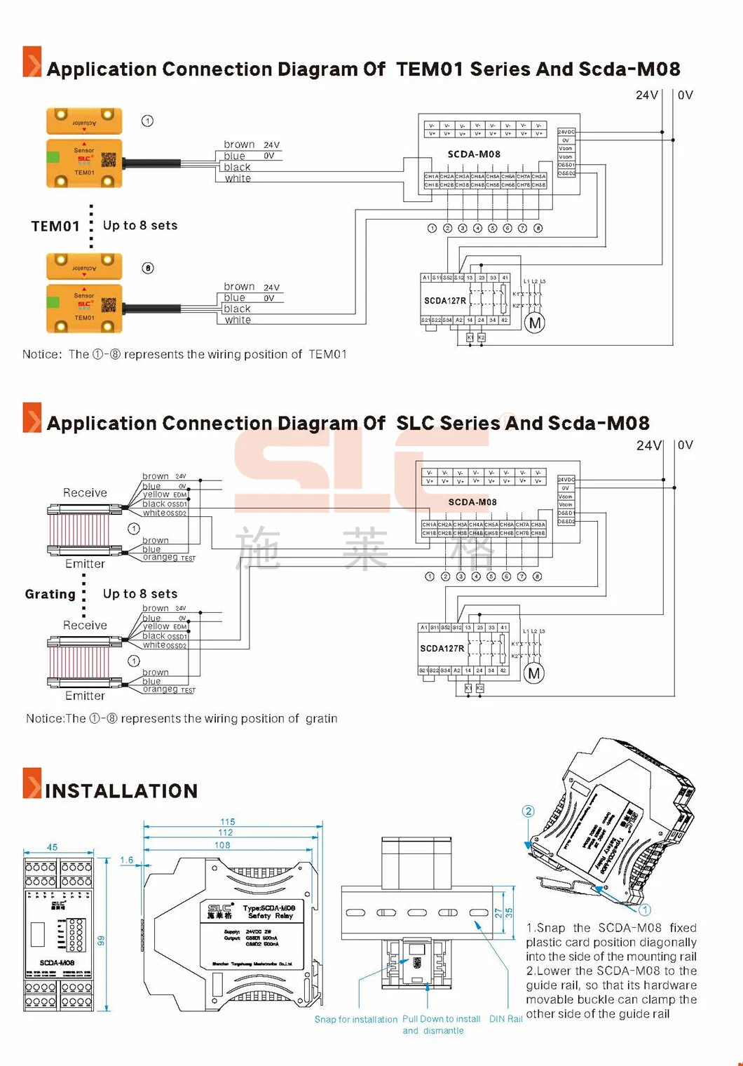 SCDA-M08 Series Safety Relay Module,OSSD Transistor signal input